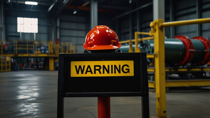 Sign warning safety industry factory background for template add text present