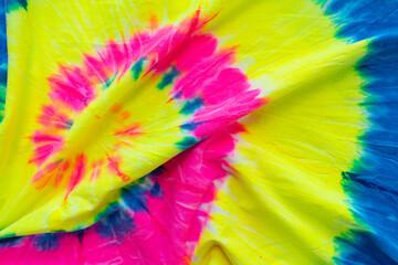 Crumpled colorful tie-dye fabric Texture, Abstract Tie-Dye.