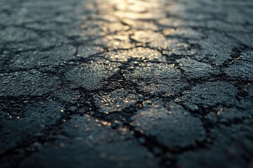 Obraz premium A rough gritty asphalt surface with small stones and tire marks