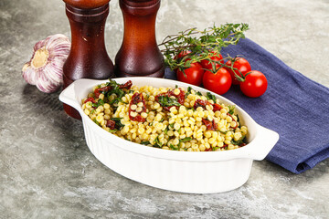 Vegetarian Pasta ptitim with vegetables