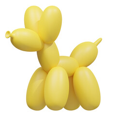 Yellow Ballon Dog 3D Illustration