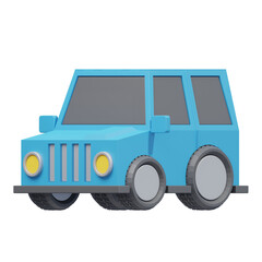 Blue Car Toy 3D Illustration