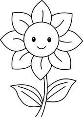 black and white contour of flower