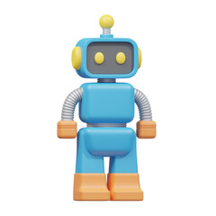 Blue Robot Toy 3D Illustration