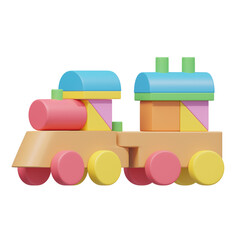 Brown Toy Train 3D Illustration