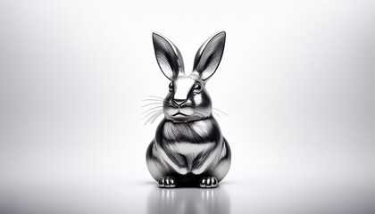 Obraz premium Minimalist Silver Rabbit Logo on a White Background