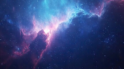 Fototapeta premium Space background with nebula and stars and a path of light, cinematic, landscape, beautiful, gorgeous, dream lighting,