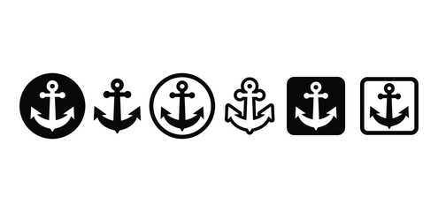 anchor icon vector design symbol simple flat modern black white color set