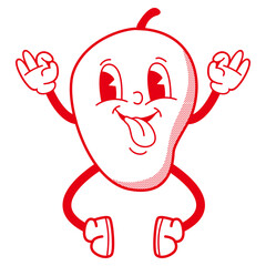 Groovy line cartoon fruit mascot