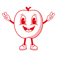 Groovy line cartoon fruit mascot
