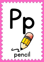 Alphabet - P - Poster for Classroom Flashcards Prints