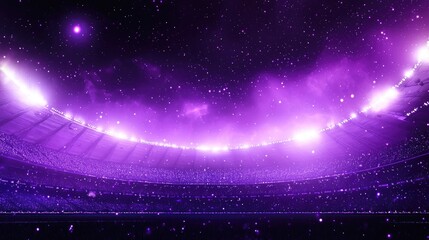 stars, bright stadium lights, dark purple tone,