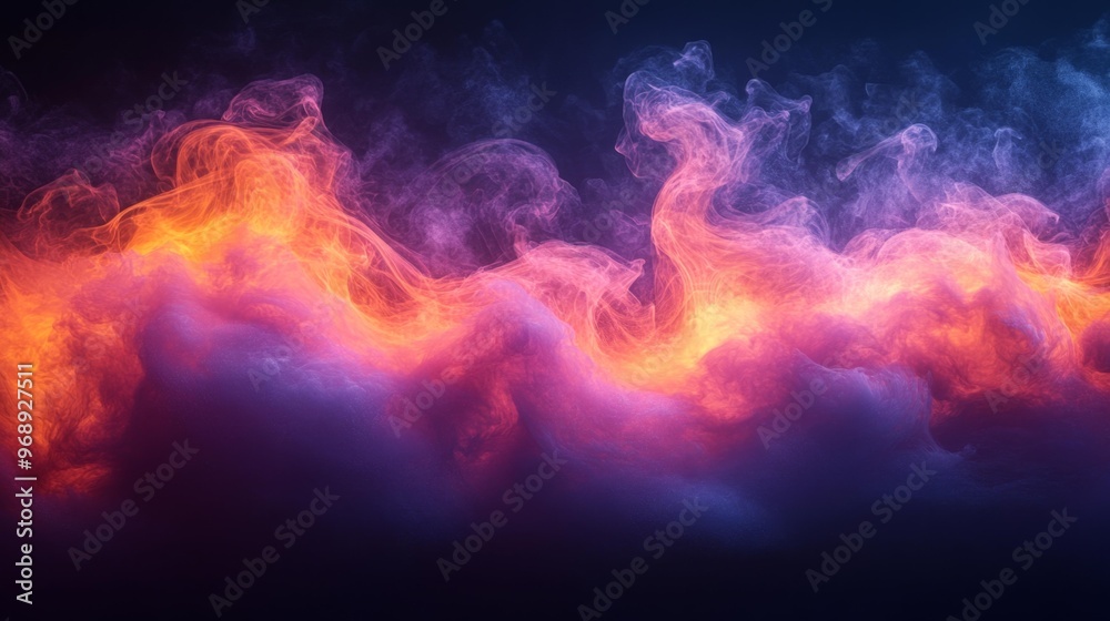 Wall mural abstract fiery clouds with glowing smoke generative ai