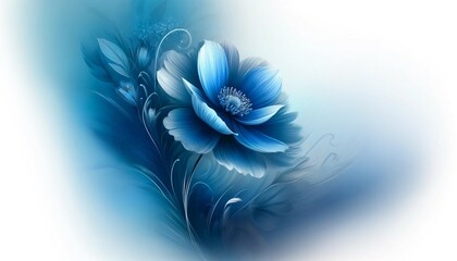 Obraz premium Elegant Blue Flower Close-Up with Soft Petals and Abstract Background