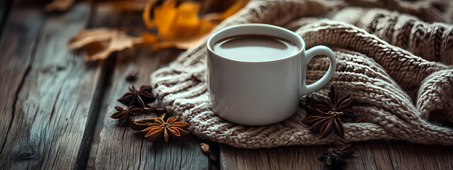 Warm Coffee and Autumn Decor