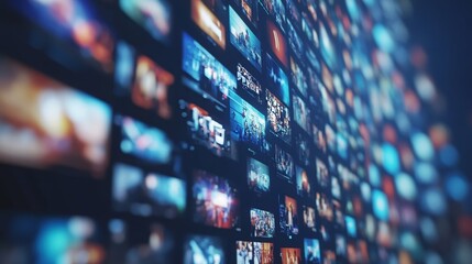 Vibrant abstract multimedia background with diverse channels and streaming media technology