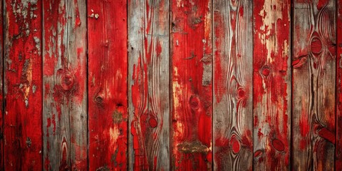 Grunge red painted wood texture background with distressed and weathered look