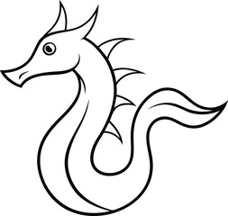 Simple Sea Dragon Coloring Activity for Kids Vector Design
