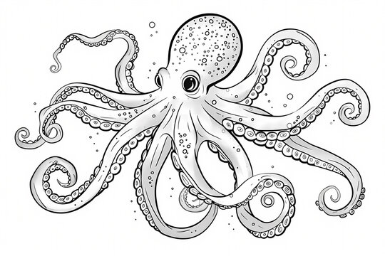recommend clip art: A detailed illustration of a stylized octopus, showcasing its elegant tentacles and unique features against a clean background.