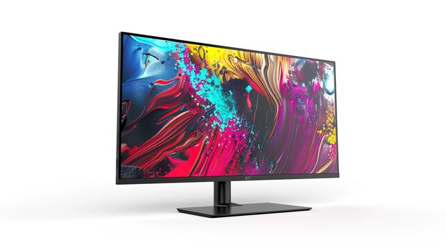A sleek desktop monitor with detailed edges on a white background.