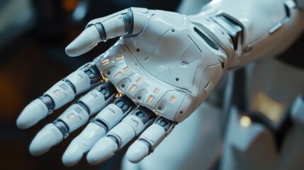 AI-enhanced smart prosthetics: A person using AI-driven prosthetics that adapt to their movements.