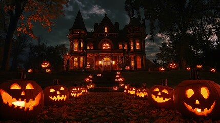 Seasonal Gothic Halloween decorations with spooky ambiance