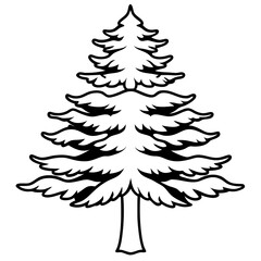 cedar tree outline coloring book page line art drawing