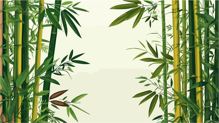 Stylish Bamboo Vector Background with Asian Nature Elements