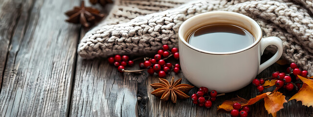 Rustic Coffee Break with Knit Sweater