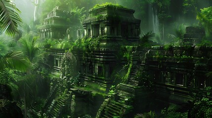 Obraz premium An ancient jungle with plants