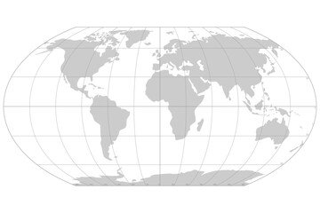 Grey world map with latitude and longitude grid on The Robinson projection. Vector Map Illustration. © Thongchai Jindaphant