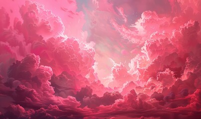 Fototapeta premium Pink Sky with puffy clouds