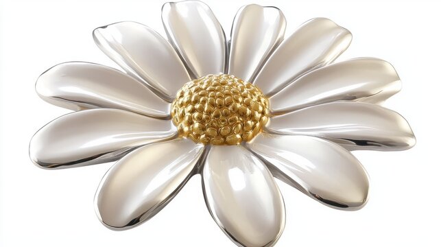 Cute smiling daisy Chrome material jewelry brooch silver.