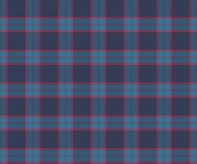 Plaid fabric pattern, blue, light blue, pink, seamless for textile and design clothes skirt pants apron tablecloth blanket or decoration. Vector illustration.