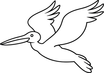 Pelican Soaring High Vector Illustration for Kids Coloring Book
