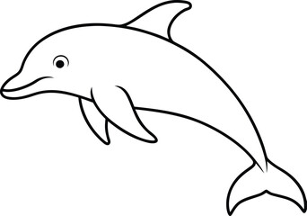 Dolphin Vector Art Easy Line Drawing for Coloring
