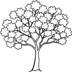 cherry blossom tree outline coloring book page line art drawing