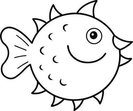recommend clip art: Simple Line Art of a Pufferfish Vector Illustration for Kids Coloring Book
                    