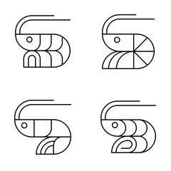 Set of Shrimp logo. Icon design. Template elements