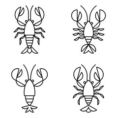Set of Crayfish logo. Icon design. Template elements