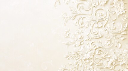 Elegant relief design featuring floral patterns in soft cream tones.