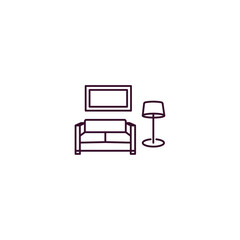 living room  outline icon. Linear vector from furniture concept. Thin line living room  icon isolated on white background