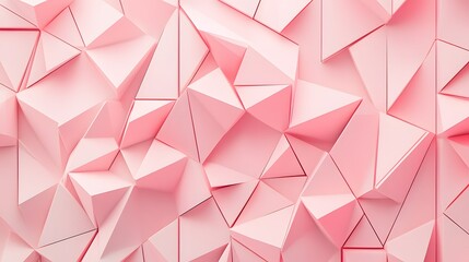 Fototapeta premium Abstract geometric background with pink tetrahedrons aligned in a grid pattern