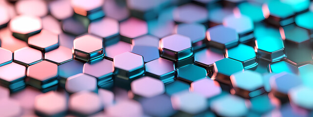Colorful Geometric Hexagons with Metallic Finish