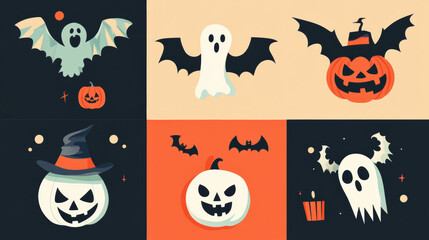 Fototapeta premium A set of four different halloween icons