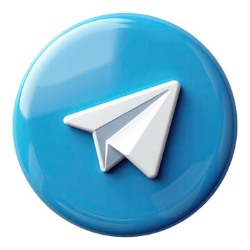 3d telegram logo social media online communication icon circle button isolated on png transparent background