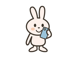 スマホを見るうさぎさんのイラスト