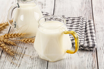 Organic milk in the glass