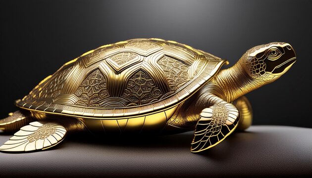 Gold turtle with intricate shell patterns