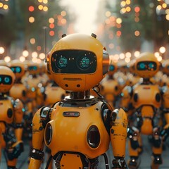 Fototapeta premium Army of Robotic Explorers Investigating Business Landscape